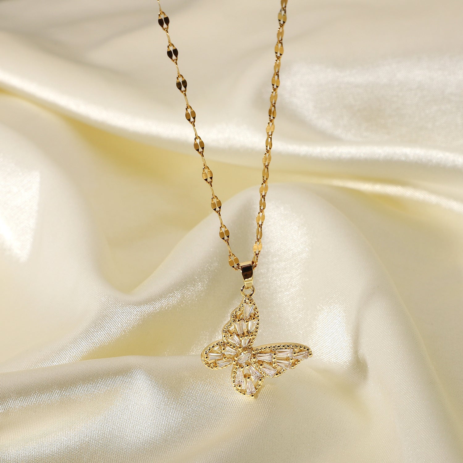 18K Bling Butterfly Pendant - 