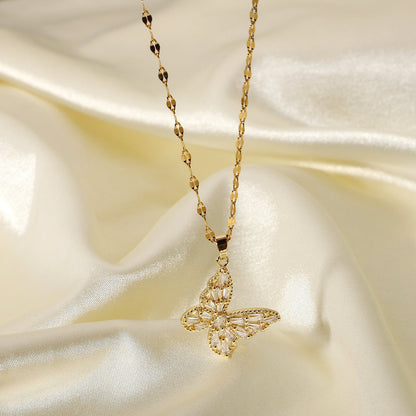 18K Bling Butterfly Pendant - 