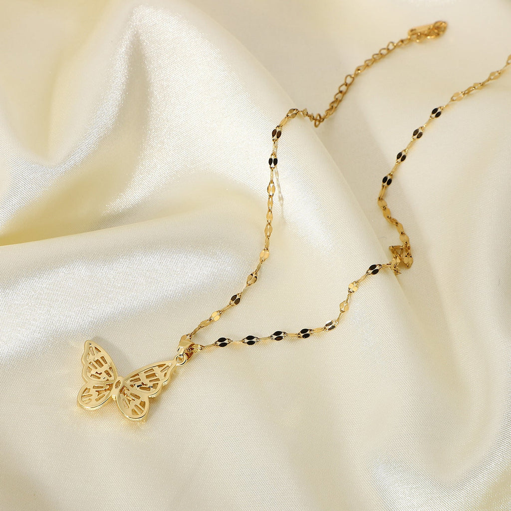 18K Bling Butterfly Pendant - 