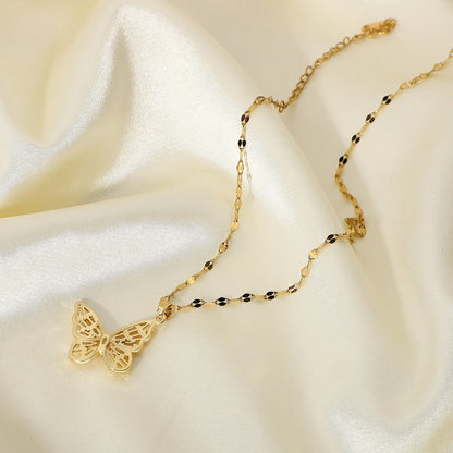 18K Bling Butterfly Pendant - 