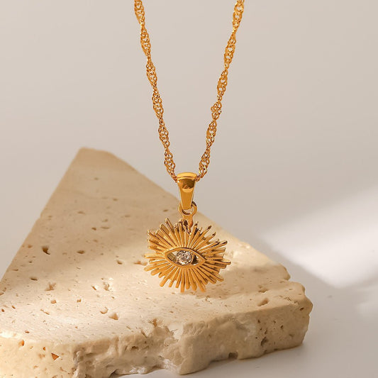 18K Bling Evil Eye Necklace - 