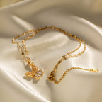 18K Butterfly Pendant Necklace - 