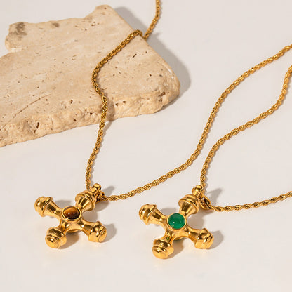 18K Gold Chunky Cross Necklace