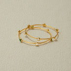 18K Gold Tiny Treasure Statement Slim Bangle Bracelet