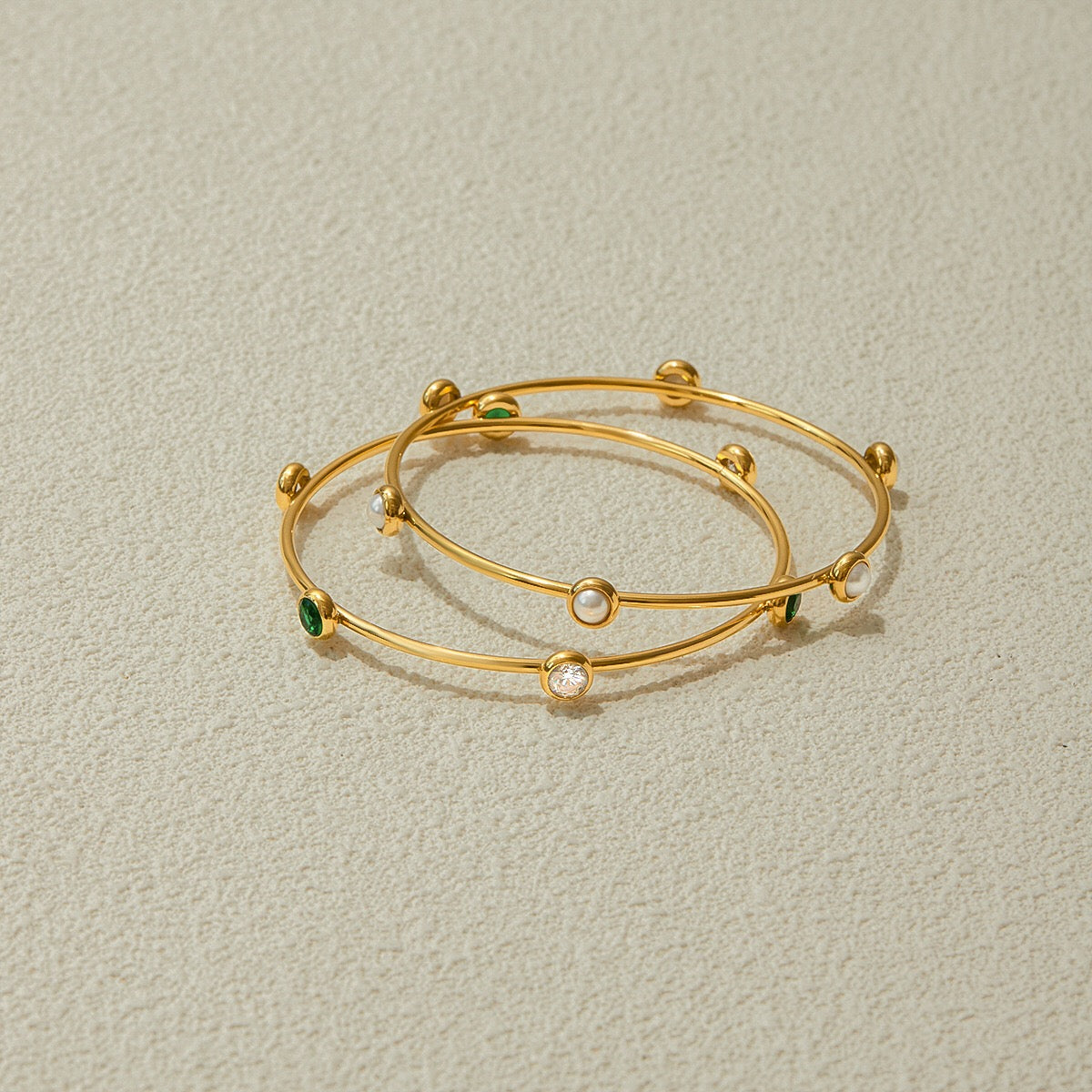 18K Gold Tiny Treasure Statement Slim Bangle Bracelet