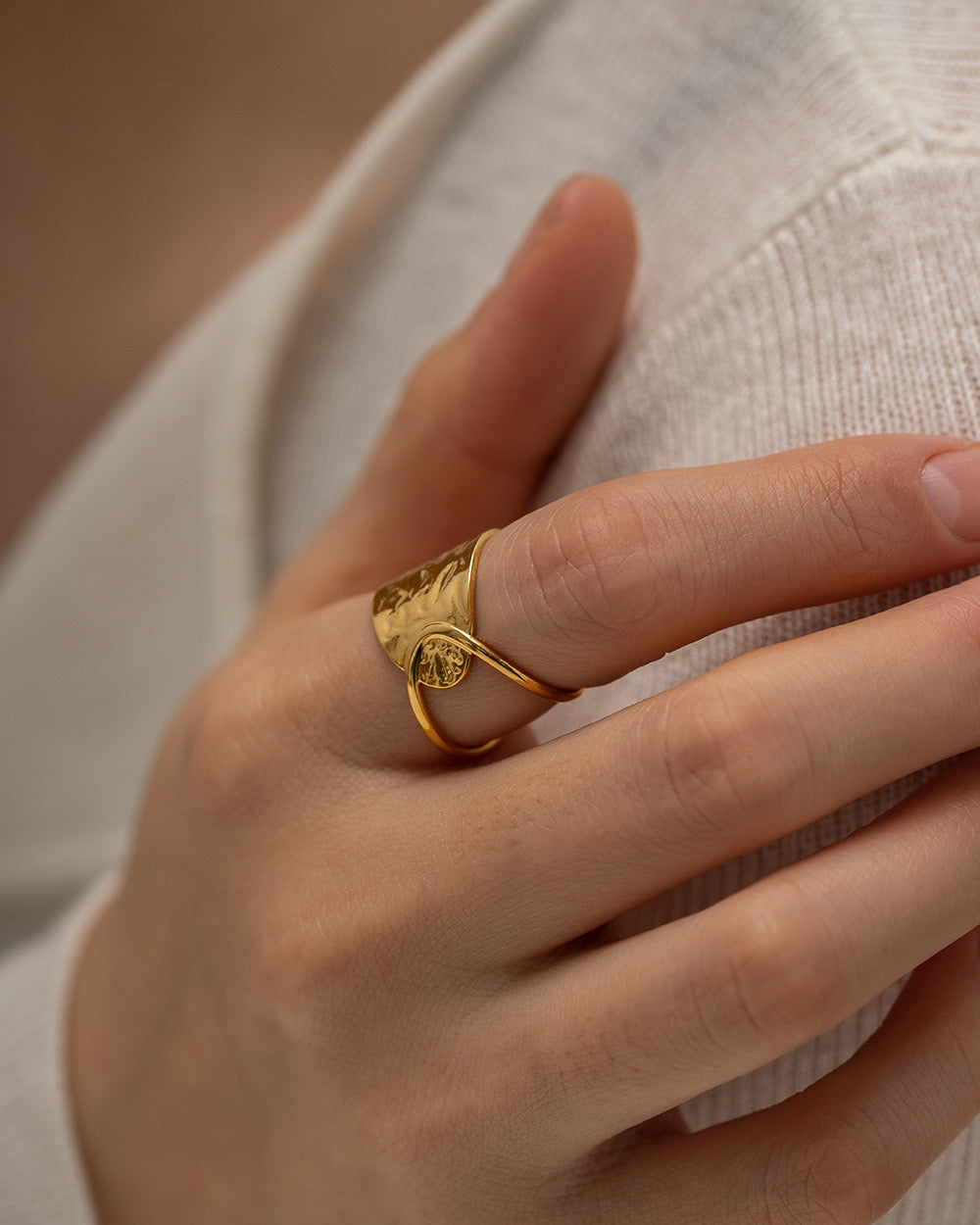 18K Gold Balance Geometric Statement Band Ring