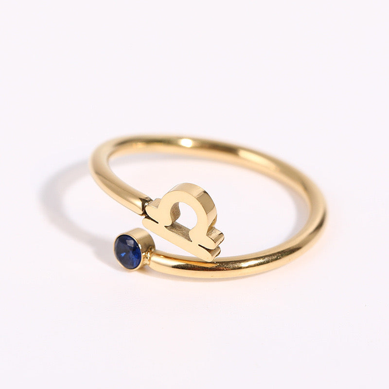 18K Gold Zodiac Birthstone Ring