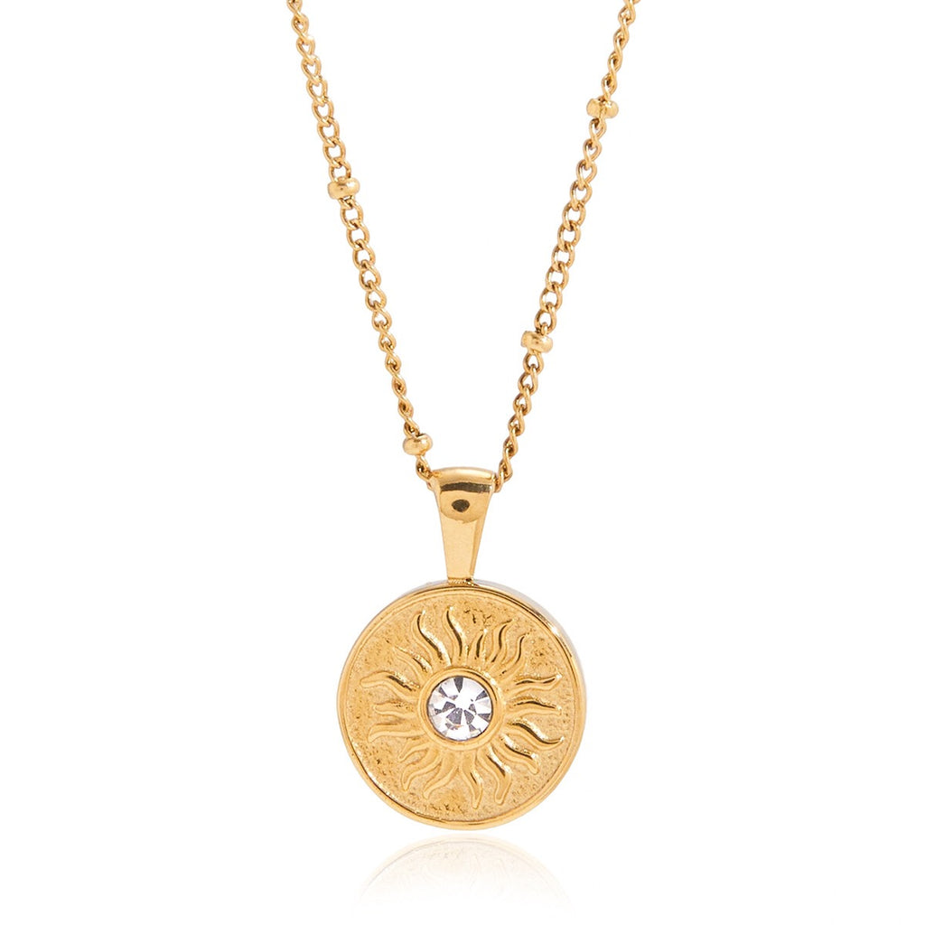 18K Gold Cosmic Desire Sun and Moon Double Side Coin Pendant Necklace