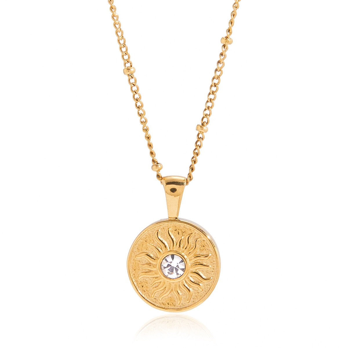 18K Gold Cosmic Desire Sun and Moon Double Side Coin Pendant Necklace