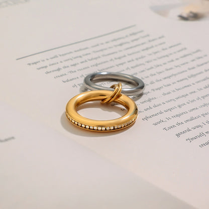 18K Gold and Silver Tone Tone Eternity Multiple Linked Spinelli Ring Stack