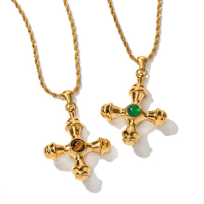 18K Gold Chunky Cross Necklace