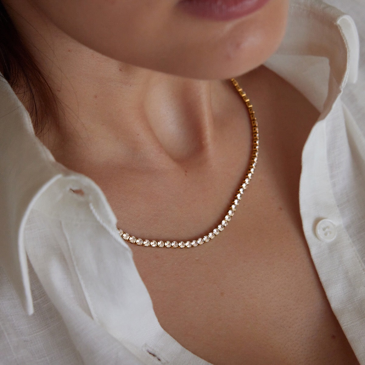 18K Gold and Silver The Socialite Tennis Necklace