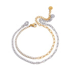 18K Gold and Silver Subtle Spark Paperclip Dainty Tennis Chain Bracelet
