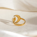 18K Gold Celestial Affair Sun and Moon Opal Statement Ring