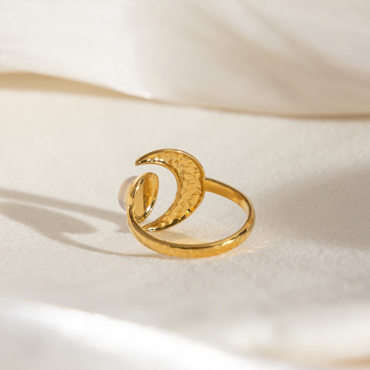 18K Gold Celestial Affair Sun and Moon Opal Statement Ring