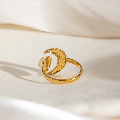 18K Gold Celestial Affair Sun and Moon Opal Statement Ring