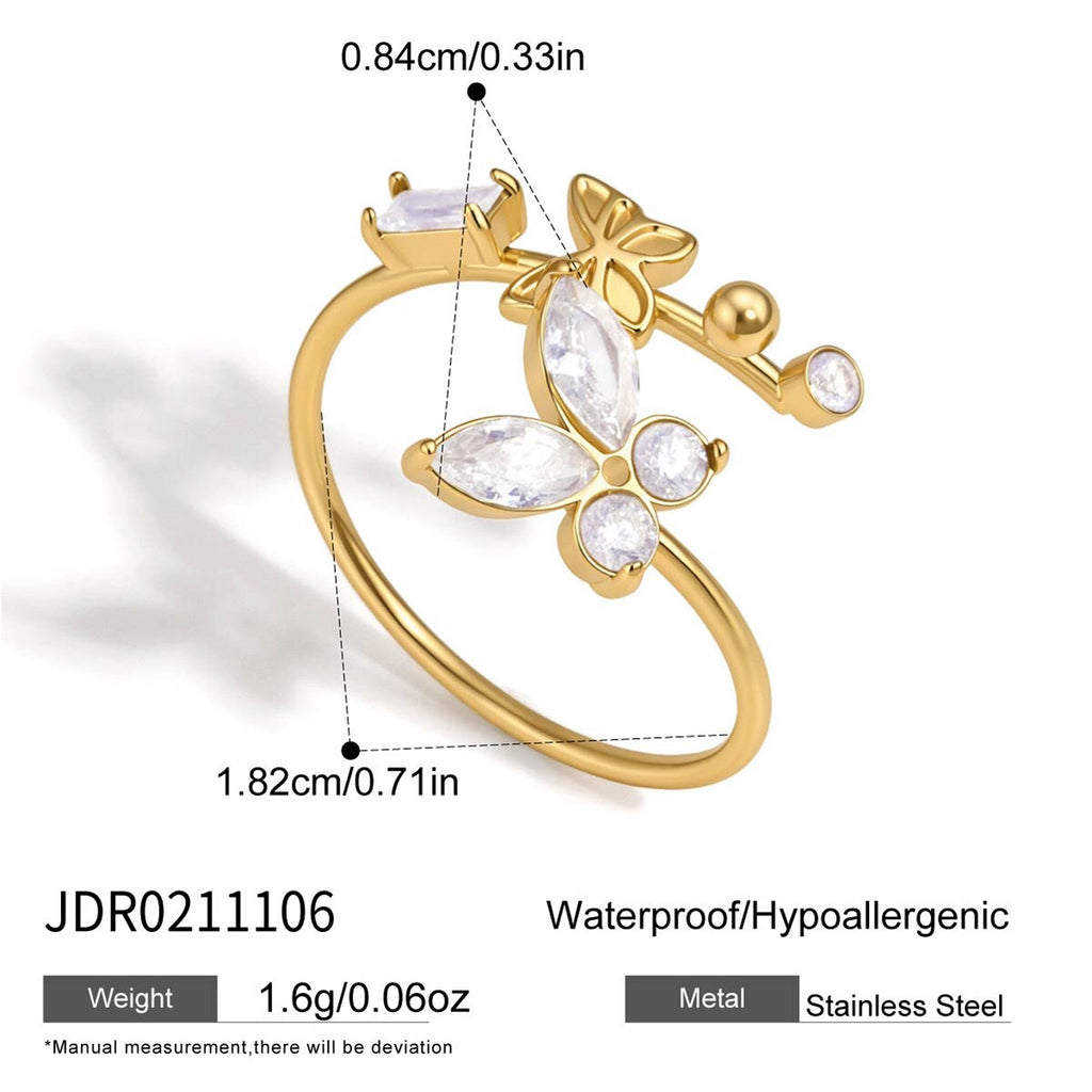 18K Gold Flutter Obsession Pink Butterfly Cuff Ring