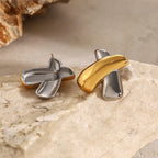 18K Gold Chunky X Statement Stud Earrings