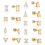18K Gold Tiny Stars Flat Back Stud Nap Earrings Set