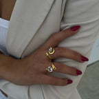 18K Gold Eternal Spark Statement CZ Cuff Ring