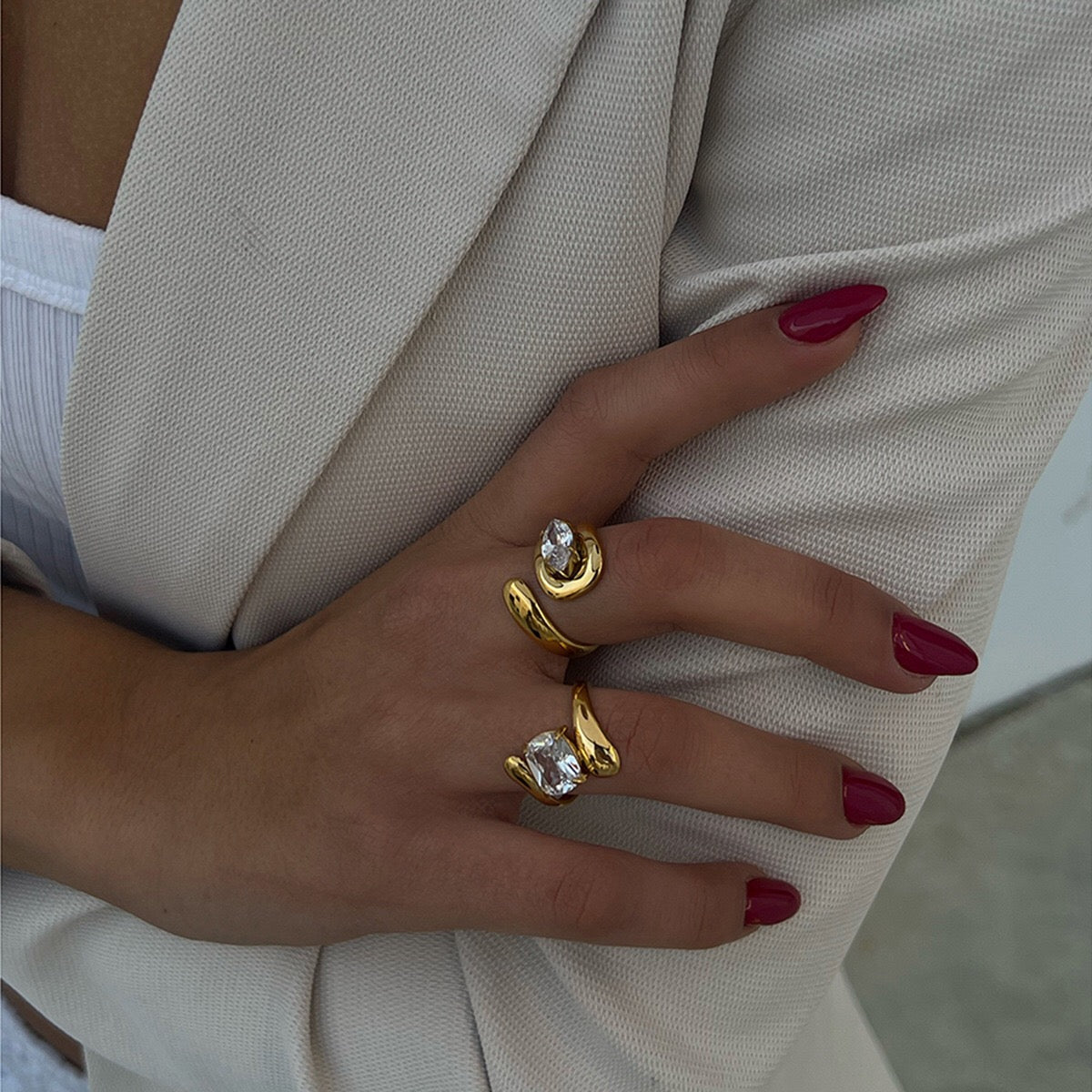 18K Gold Eternal Spark Statement CZ Cuff Ring