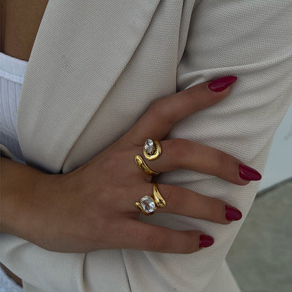 18K Gold Eternal Spark Statement CZ Cuff Ring
