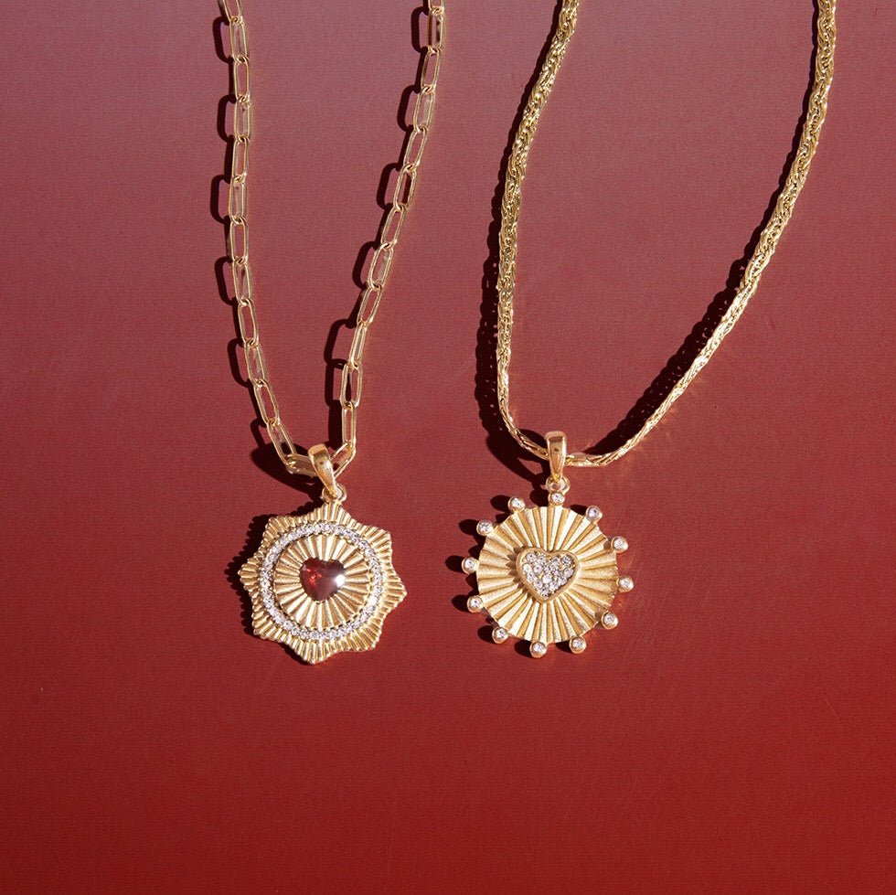 18K Gold Scarlet Love Red Heart Pendant Necklace