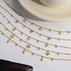 18K Gold Tempting Shimmer Heart Star Dainty Chain Necklace