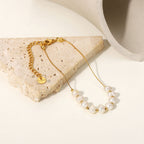 18K Gold Delicate Pearl Bracelet