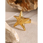18K Gold Ocean Swirl Starfish Stud Earrings