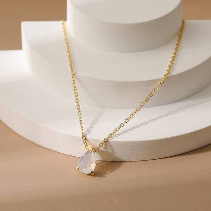 18K Gold Teardrop Birthstone Pendant Necklace