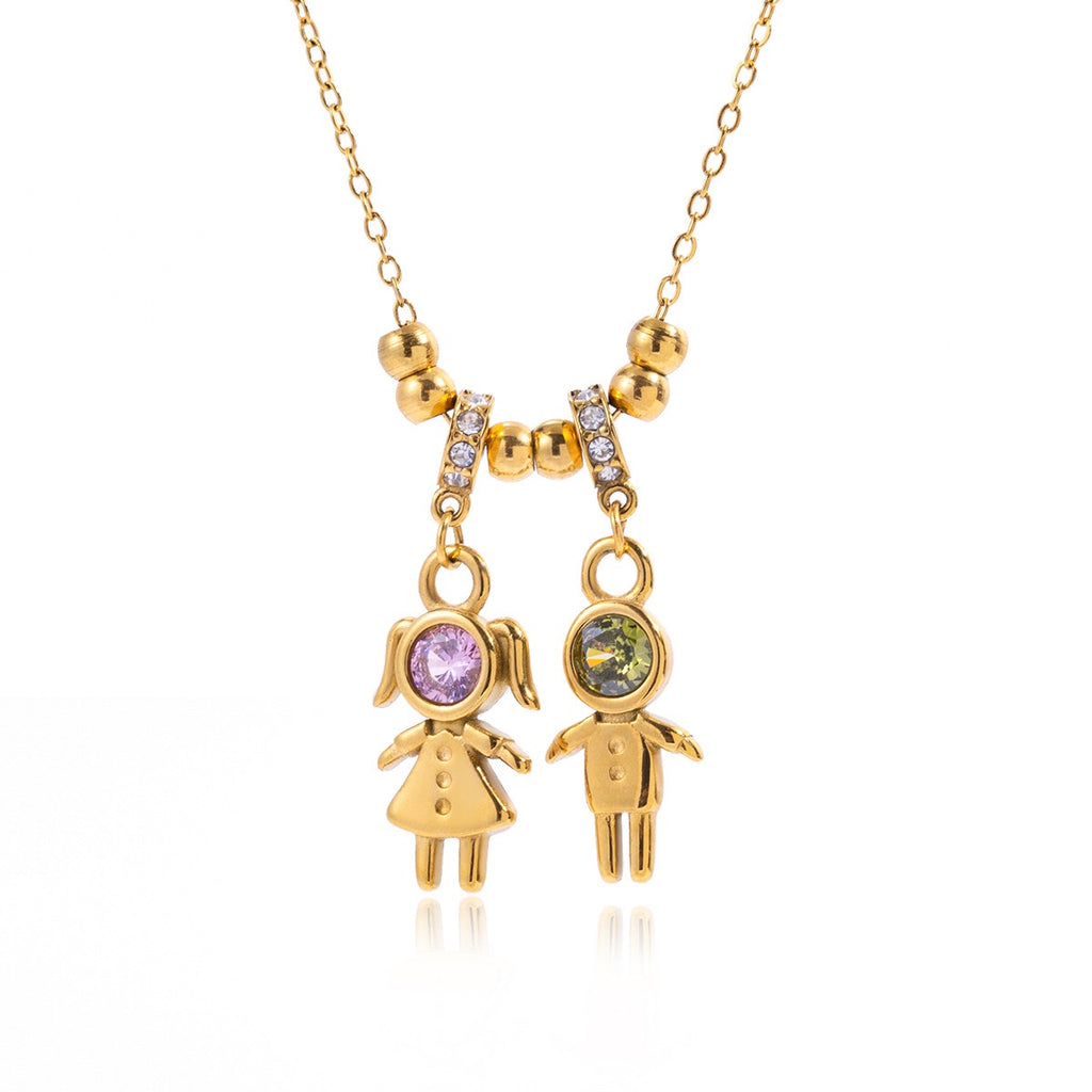 18K Gold Perfect for Mama Boy and Girl Charm Necklace