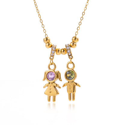 18K Gold Perfect for Mama Boy and Girl Charm Necklace