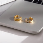 18K Gold Daily Luxe Small Hoop Huggie Earrings Ear Cuffs Stack