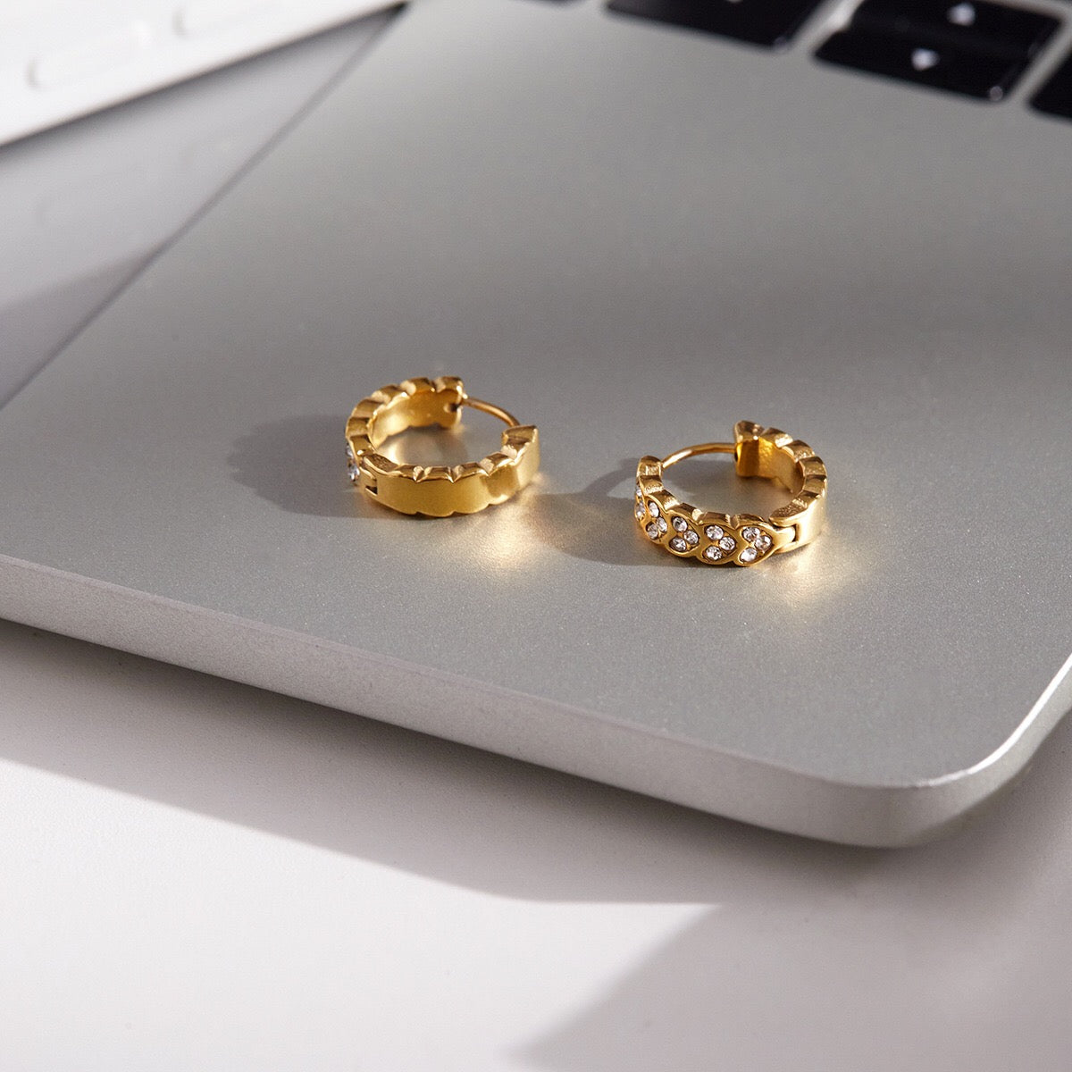 18K Gold Daily Luxe Small Hoop Huggie Earrings Ear Cuffs Stack