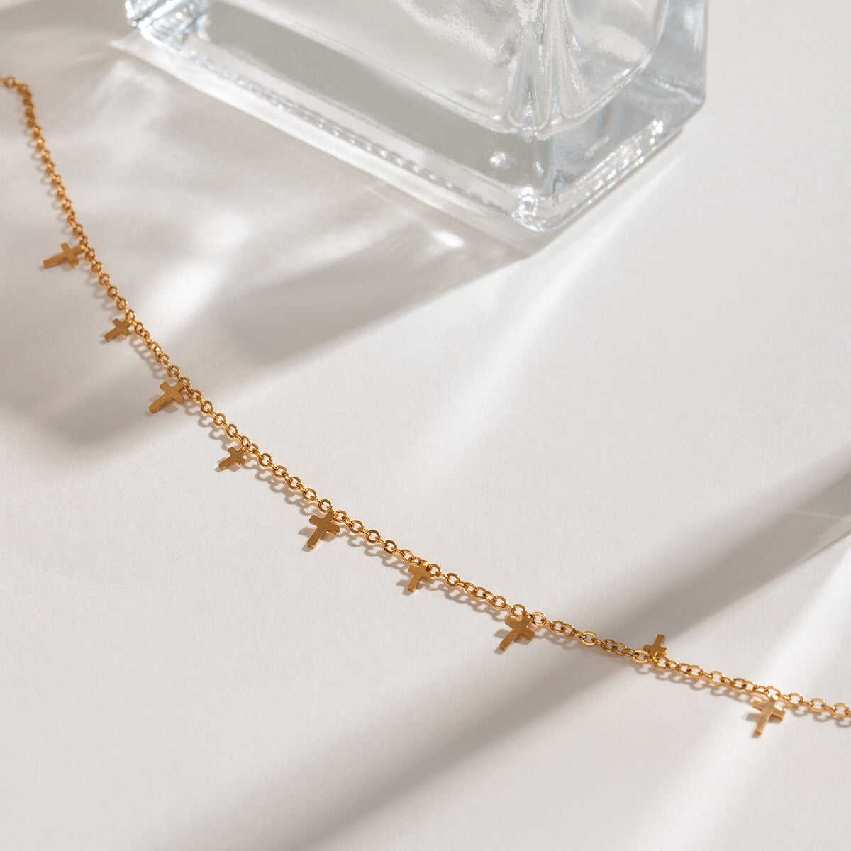 18K Gold Cross Dainty Chain Necklace