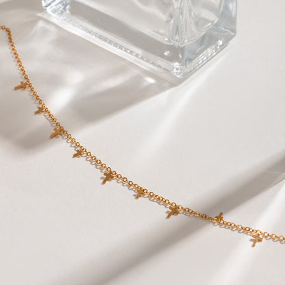 18K Gold Cross Dainty Chain Necklace