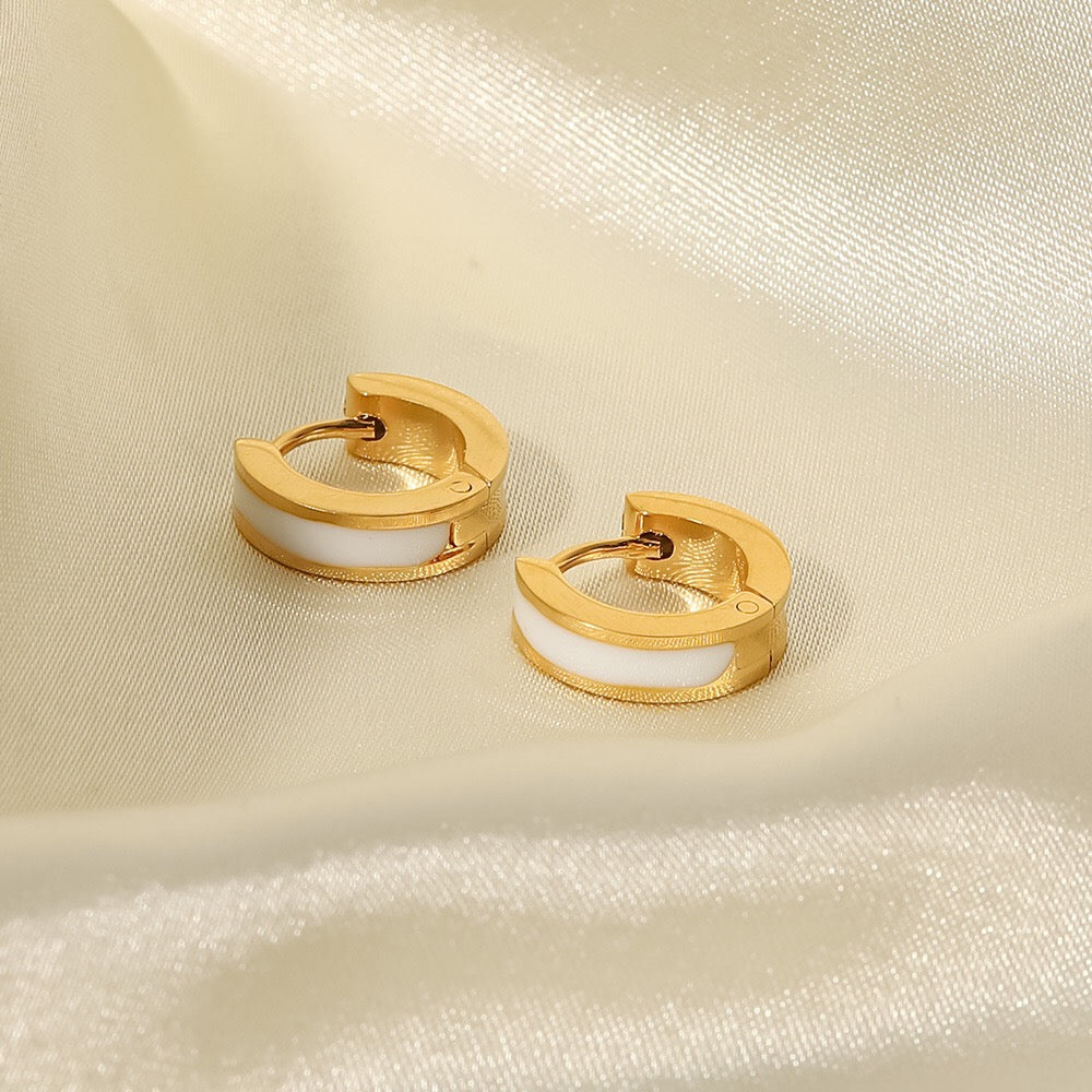 18K Gold Color Small Hoop Huggie Earrings