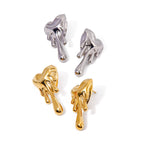 18K Gold Melting Heart Statement Stud Earrings