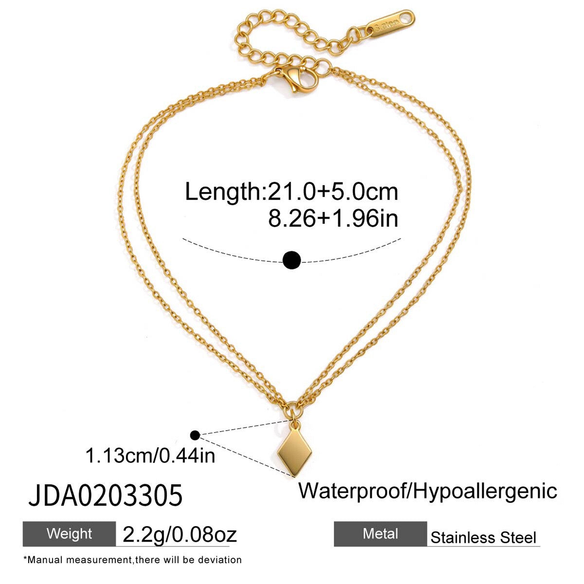 18K Gold Linked Double Chain Dainty Anklet