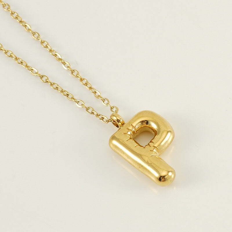 18K Gold Bubble Letter Initial Pendant Necklace – Sunrise Bling
