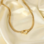 14K Gold Cuban Link Heart Necklace