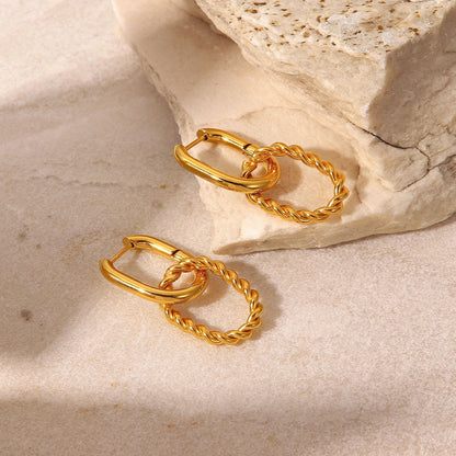 18K Gold Hooked Small Hoop Huggie Earrings