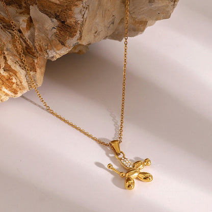 18K Gold Balloon Dog Pendant Necklace