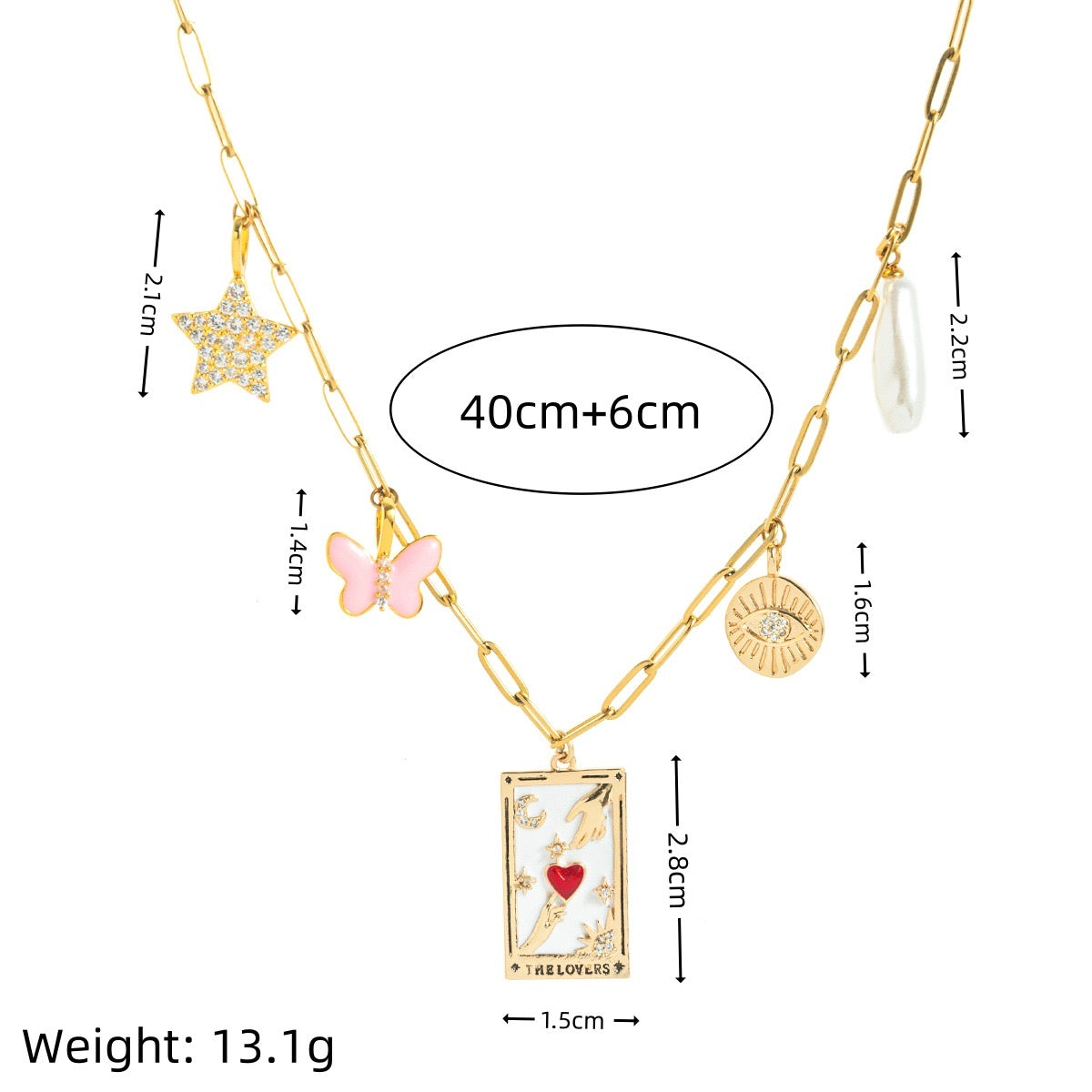 18K Gold Tarot Card Butterfly Charm Necklace