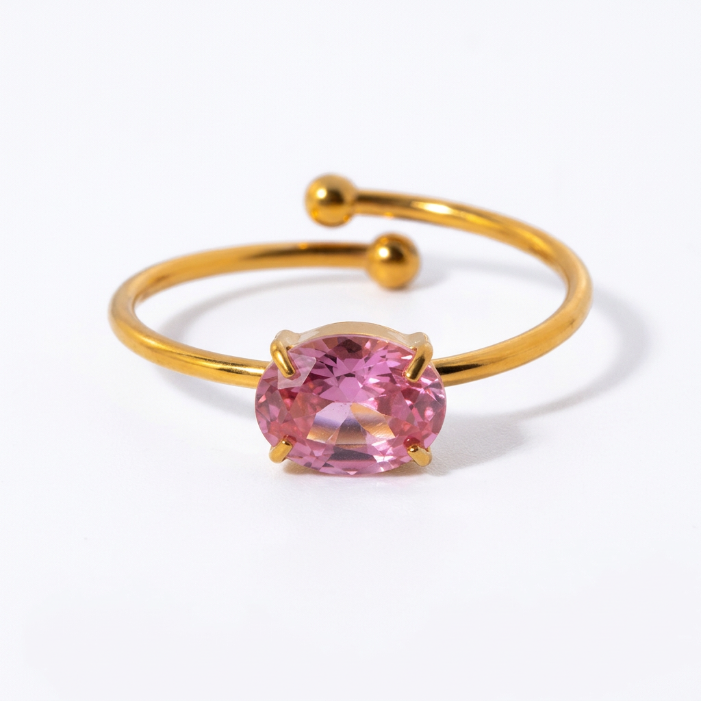 18K Gold Classic Gemstone Stacking Ring