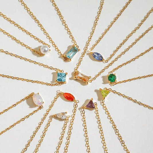 18K Gold Color Birthstone Dainty Chain Bracelet