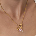 18K Gold Cherry Crush Pink Heart Charm Necklace
