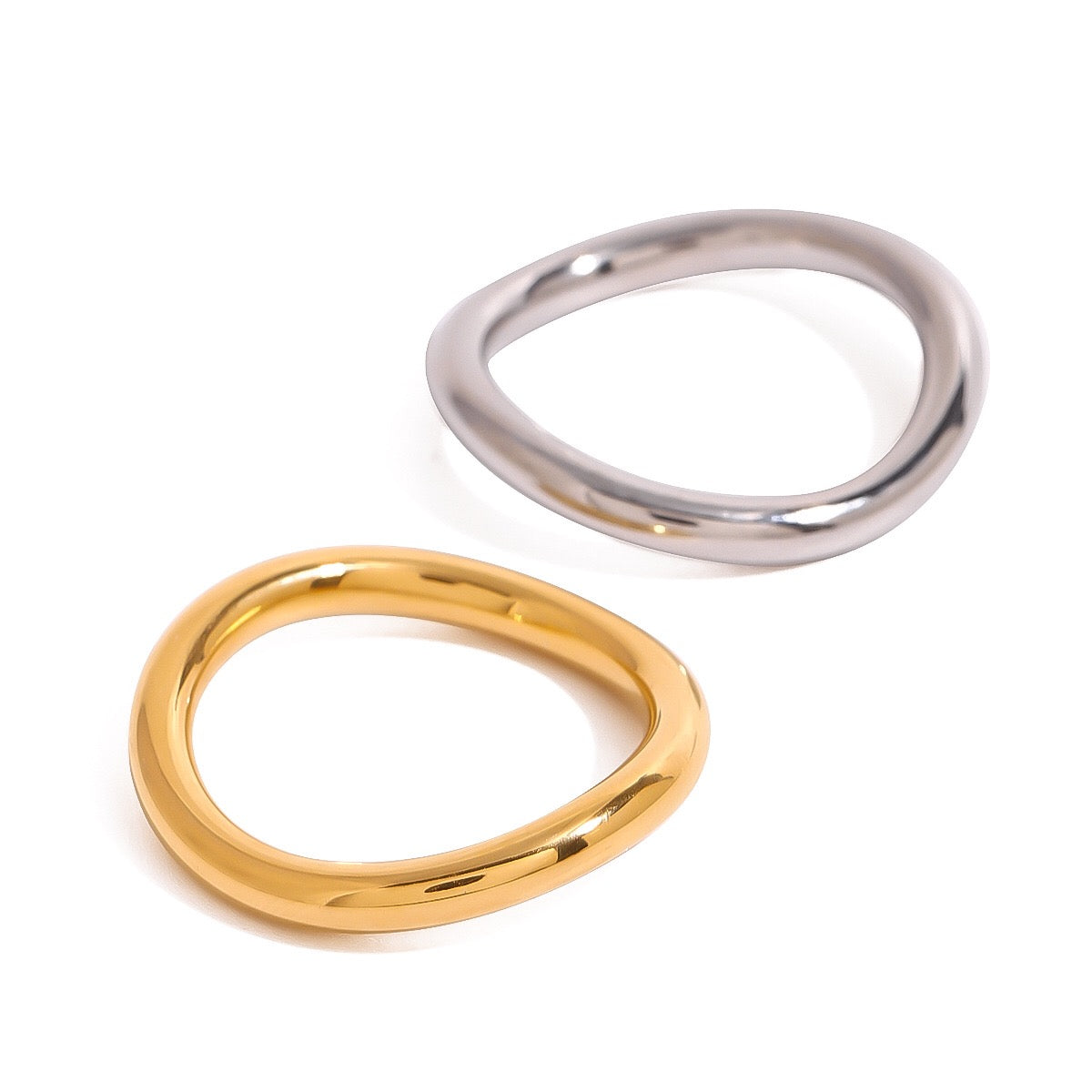 18K Gold and Silver Clean Lines Chic Stacking Rings