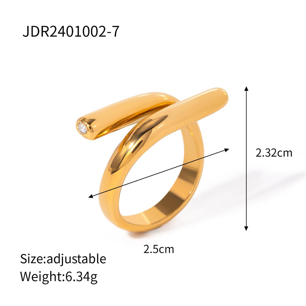 18K Gold Untamed Abstract Geometric CZ Stacking Ring